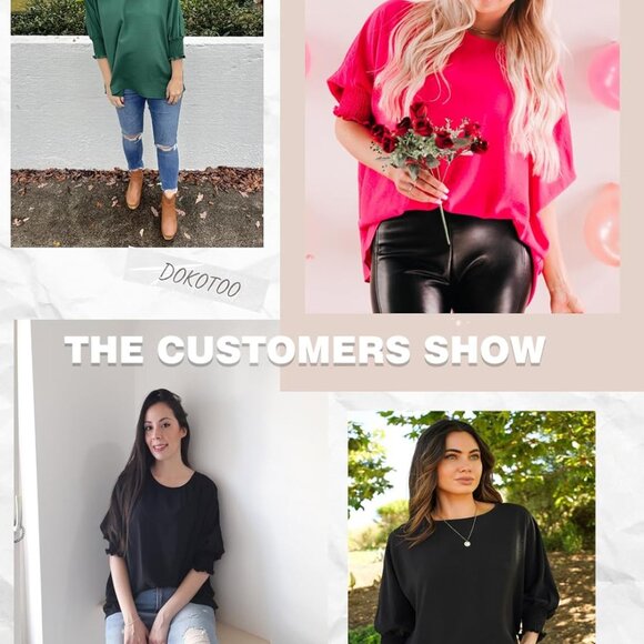 Womens Tops 3/4 Sleeve Dressy Casual Blouses Summer Outfits Plus Size Spring Clo - Picture 2 of 2